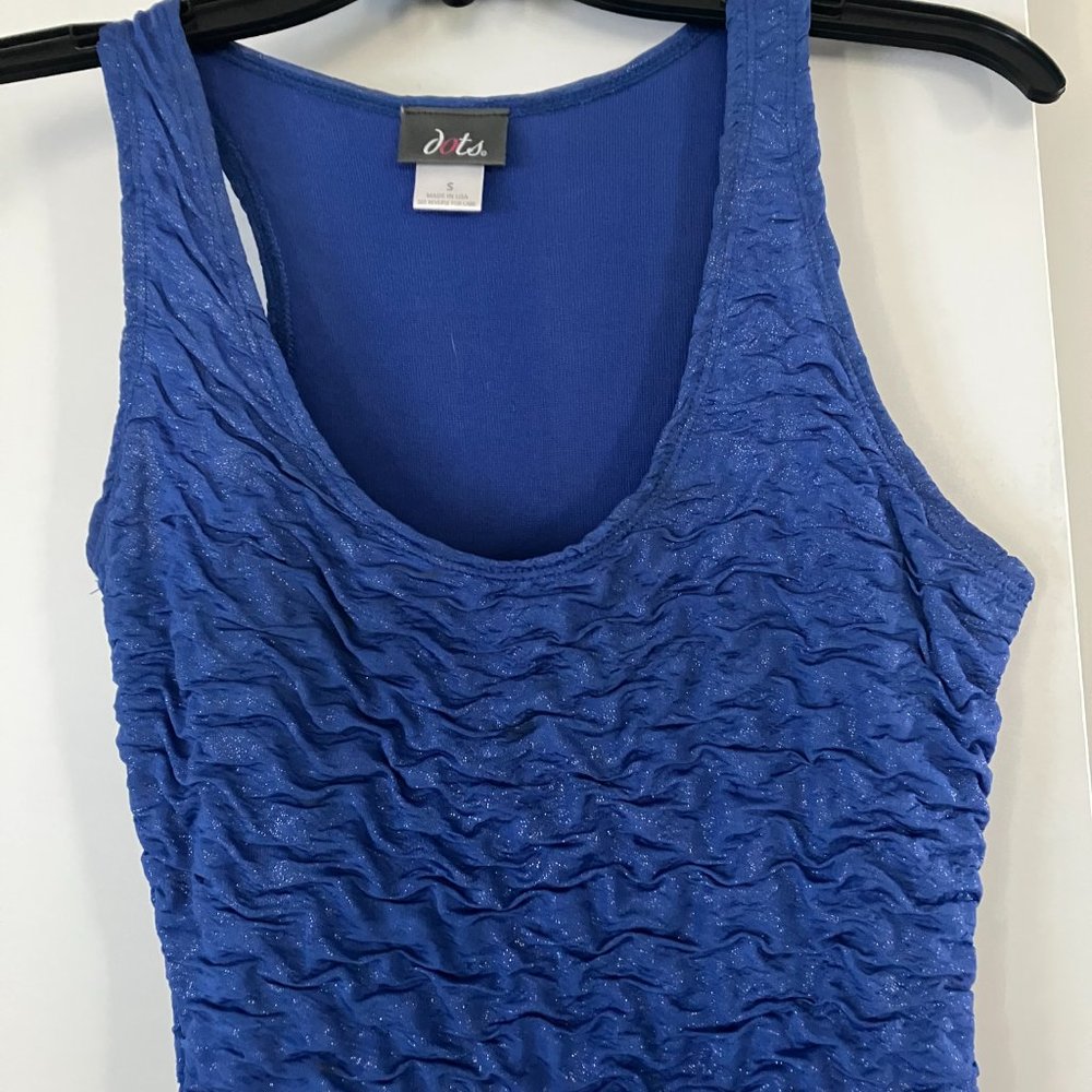 Blue with Silver Metallic Threads Mini Dress - Picture 3 of 6